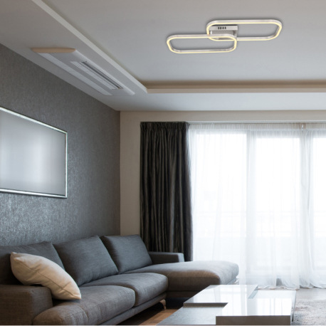 Stropné svietidlo, kov nikel, plast opál, DxŠxV:626x306x60, vrátane 1xLED 24W 230V, 2600lm zdroj, 97 6