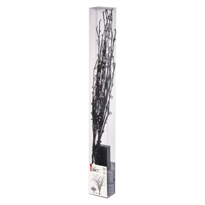 LED vetvička s perlami, 60 cm, 3x AA, vnútorná, teplá biela, časovač