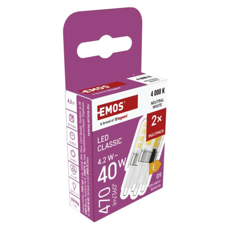 LED žiarovka Classic JC / G9 / 4,2 W (40 W) / 470 lm / Neutrálna biela / 2 ks 8