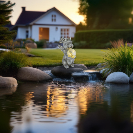 Solárne svietidlo, plast sivý matný, sklenená guľa číra s efektom prasknutého skla, vypínač, batéria 1