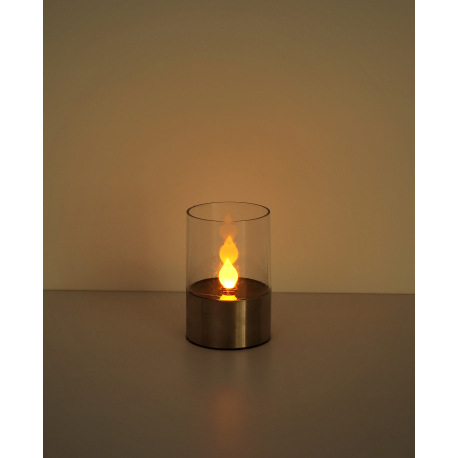 Solárne svietidlo, nerez, plast priehľadný, imitácia blikajúcej sviečky, IP44, vypínač, akumulátor A 13