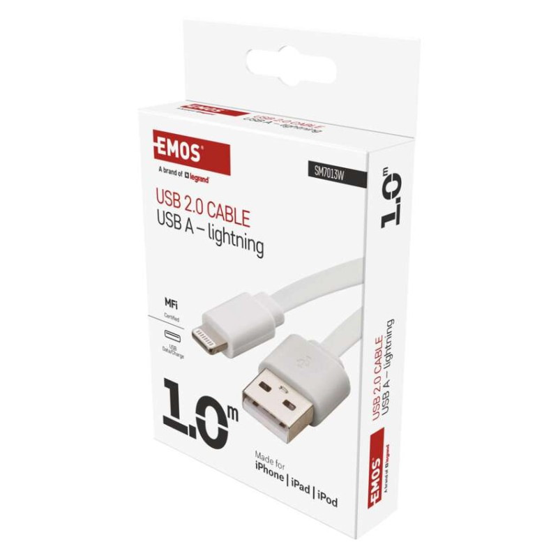 Nabíjací a dátový kábel USB-A 2.0 / Lightning MFi, 1 m, biely 3