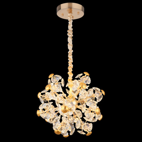 Závesná lampa, kov, zlatá, krištáľovo číre sklo, ø: 500mm, V: 1250mm, vrátane LED 52W 230V, zdroj 56 9