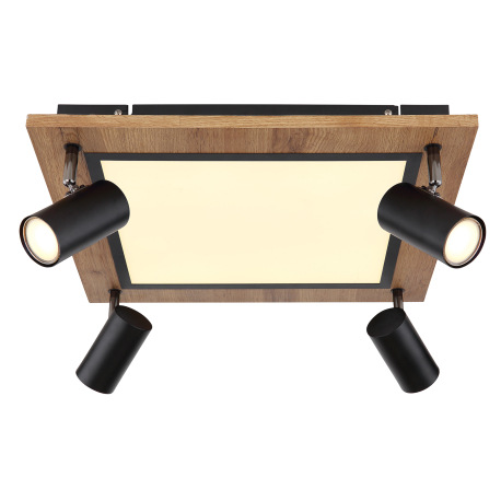 Stropné svietidlo kov čierny, MDF, imitácia tmavého dreva, plast biely, prepínanie funkcií nástenným 15