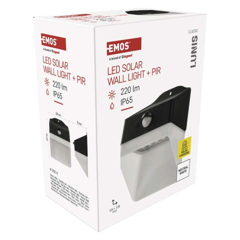 LED solárne svietidlo LUNIS so senzorom pohybu, neutrálna biela 14