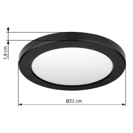 Stropné svietidlo, plast čierny, plast biely, zmena farby svetla vypínačom v zadnej časti svetla, fi 10