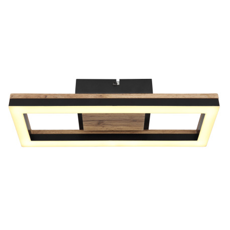 Stropné svietidlo, kov čierny matný, MDF so vzhľadom dreva, plast čierny matný, plast biely, DxŠxV: 3