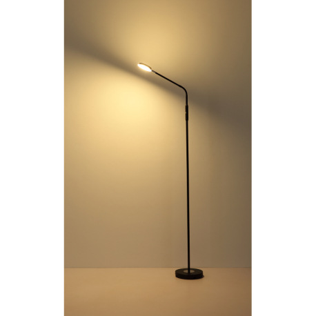 Stojanová lampa, kov čierny matný, akryl satinovaný, priehľadné, dotykové zapnutie/vypnutie, dotykov 12