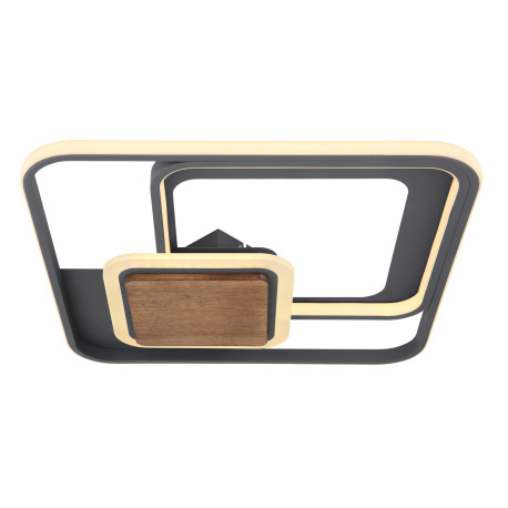 Stropné svietidlo, kov grafit, tmavohnedé drevo, akryl biely, DxŠxV:500x500x80, vrátane 1xLED 48W 23 3