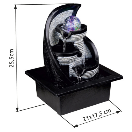 Dekoratívne svietidlo, plast sivý, sklo, vrátane čerpadla, DxŠxV:210x175x255, vrátane 4xRGB LED 0,13 10