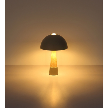 Stolová lampa, kov, matná sivá, imitácia travertínu, čierny PVC kábel, kolískový vypínač na kábli, ø 16