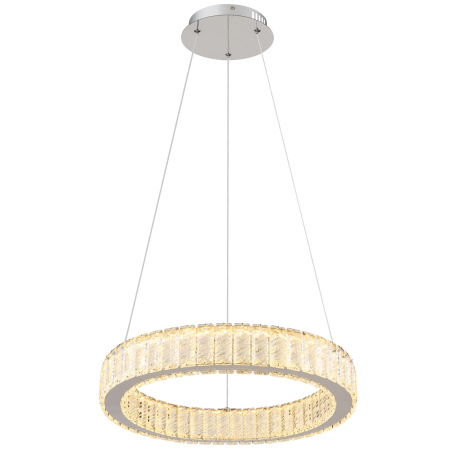 Závesné svietidlo, kov chróm, krištále K5 číre, chrómový krúžok, stmievateľné, viac úrovní pomocou n 5