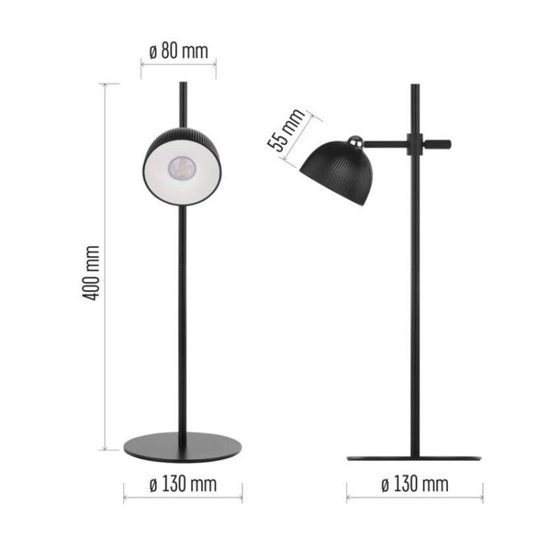 LED stolná lampa SOPHIE, dobíjacia, čierna 2