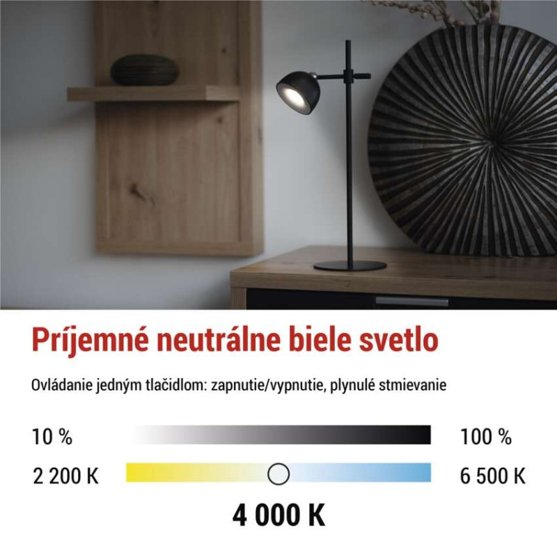 LED stolná lampa SOPHIE, dobíjacia, čierna 6