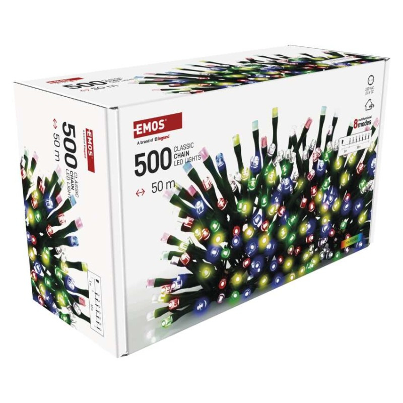 LED vianočná reťaz, 50 m, vonkajšia aj vnútorná, multicolor, programy, časovač 11