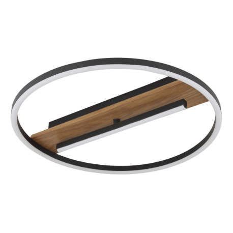 Stropné svietidlo, kov vzhľad dreva, hliník čierny matný, silikón biely, výkyvné rameno, ø: 405 mm, 2