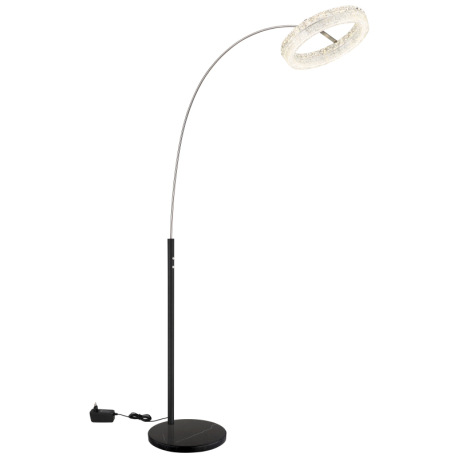 Stojacia lampa, matný čierny kov, číry akryl, číre sklenené kryštály, čierny PVC kábel, dotykové zap 7