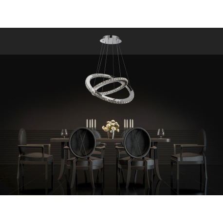 Závesné svietidlo, kov, chróm, K9 krištále priehľadné, nastaviteľné, Ø 720, V:1600, vrátane 1xLED 56 3