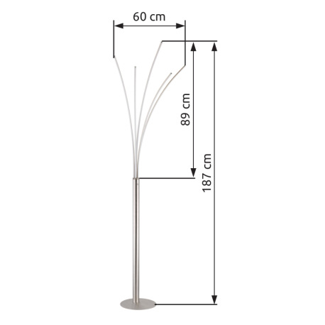 Stojacia lampa, kov matný nikel, plast biely, chróm, čierny PVC kábel, dotykový stmievač, 3-stupňový 8