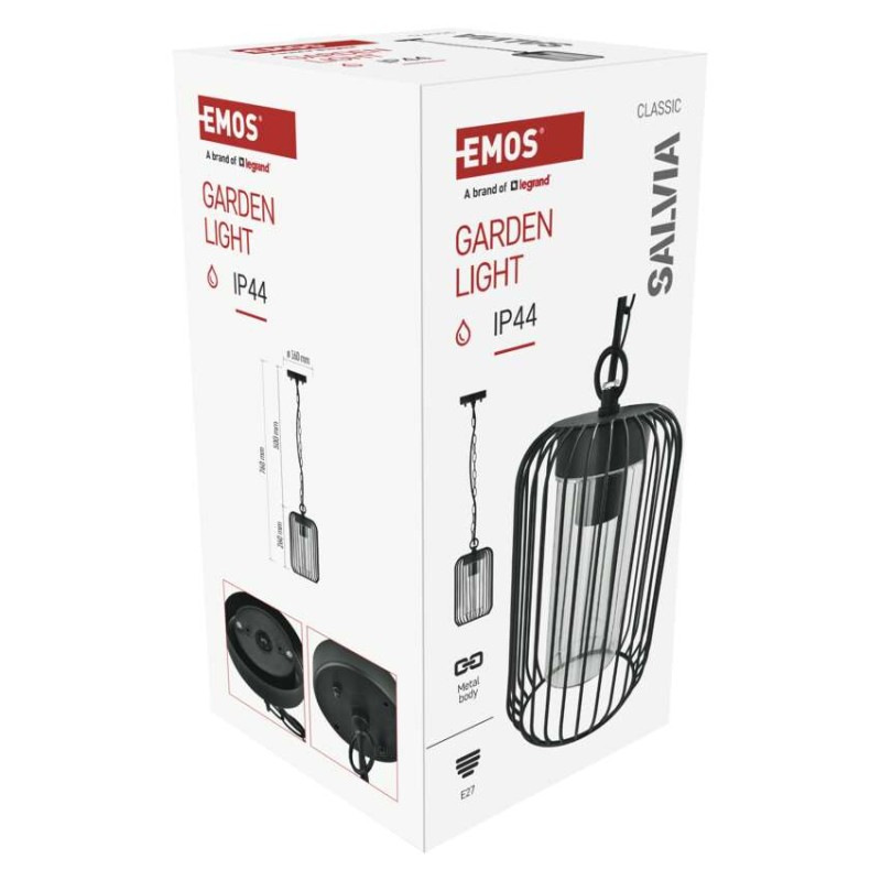 Zahradné závesné svietidlo SALVIA, 16 x 16 x 32 cm, 1 x E27, 15 W 11