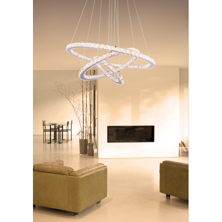 Závesné svietidlo, chróm, K5 priehľadné krištále, nastaviteľné, priemer 30cm, 50cm a 70cm, diaľkové 13