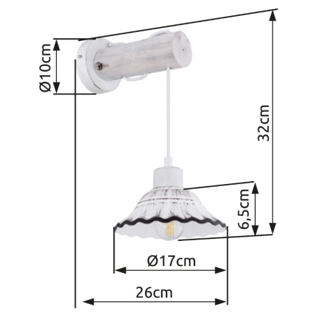 Nástenné svietidlo, kov biely a čierny, drevo biele, keramika biela a čierna, ŠxV: 170x320, H: 260, 4