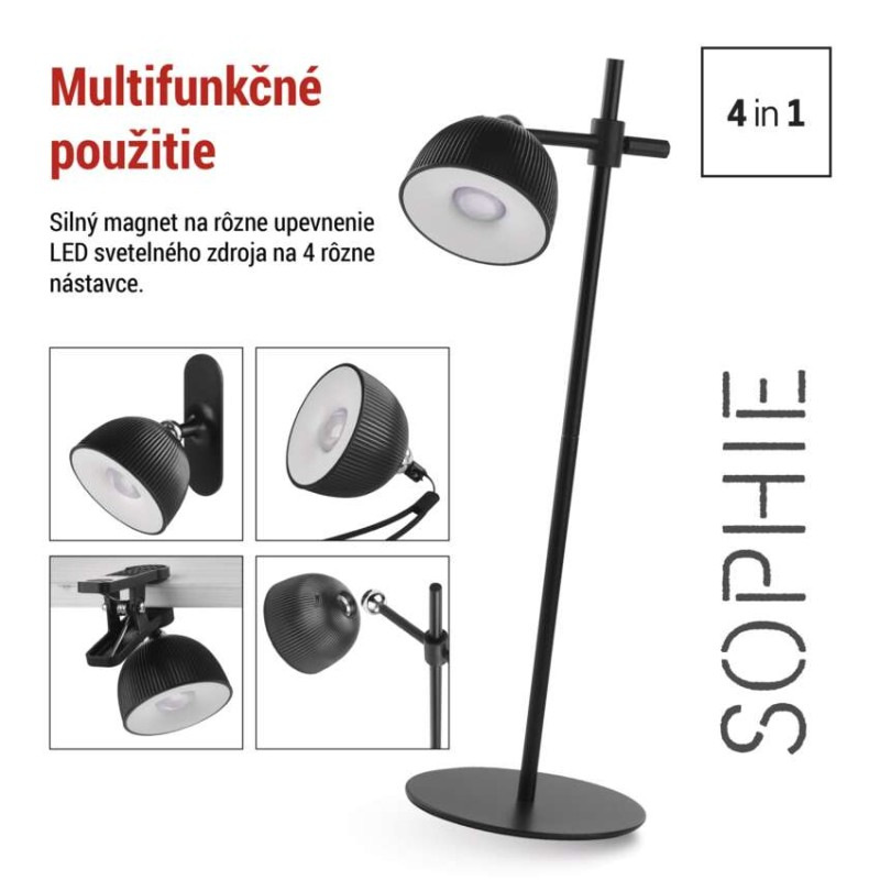 LED stolná lampa SOPHIE, dobíjacia, čierna 4