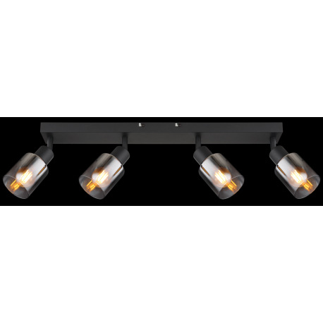 Stropné svietidlo, kov čierny matný, dymové sklo s prechodom do priehľadného skla, DxŠxV: 560x70x140 5