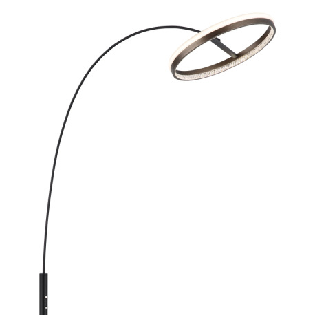 Stojacia lampa, kov čierny matný, hliník sivý tmavý, plast biely, plastové kryštály číre, dotykové z 12