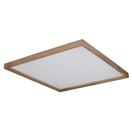 Stropné svietidlo, kov biely, MDF vzhľad dreva, plast opál, fixácia farby, DxŠxV:600x600x85mm, vráta 2