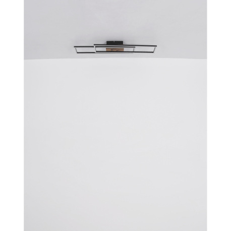 Stropné svietidlo, kov čierny, MDF vzhľad dreva tmavý, hliník čierny, plast biely, chróm, polohovate 17