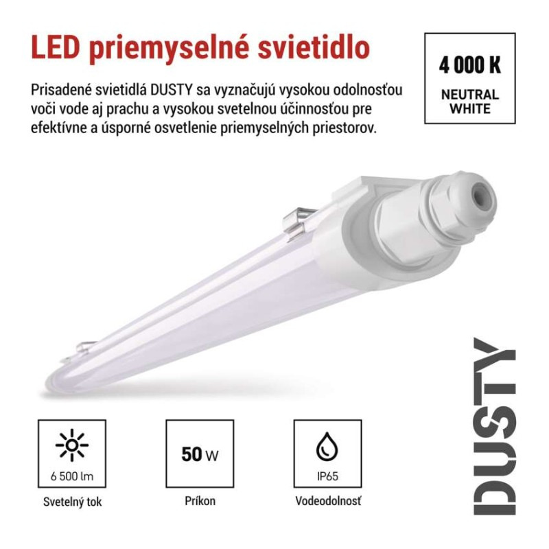 LED prachotesné svietidlo DUSTY 50W neutrálna biela, IP65 1