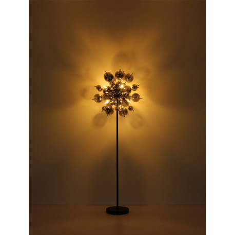 Závesné svietidlo, kov čierny, sklenené gule dymovej farby, kábel PVC čierny, nastaviteľná výška, ø: 5