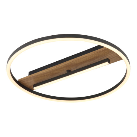 Stropné svietidlo, kov vzhľad dreva, hliník čierny matný, silikón biely, výkyvné rameno, ø: 405 mm,