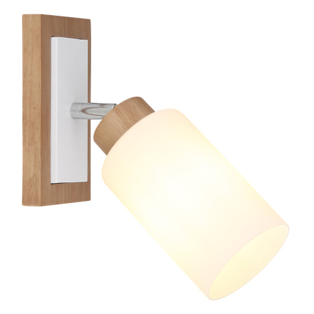 Nástenné svietidlo, drevo hnedé, kov biely matný, kov chróm, sklo biele matné, ŠxV: 103x250mm, H: 22