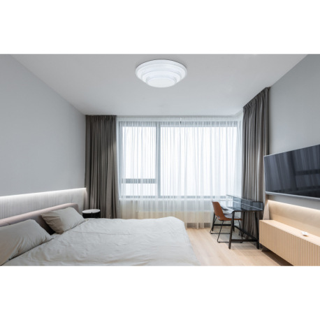 Stropné svietidlo,kov biely, akryl biely, trblietavý efekt, kompatibilné s Google Assistant a Alexa, 2