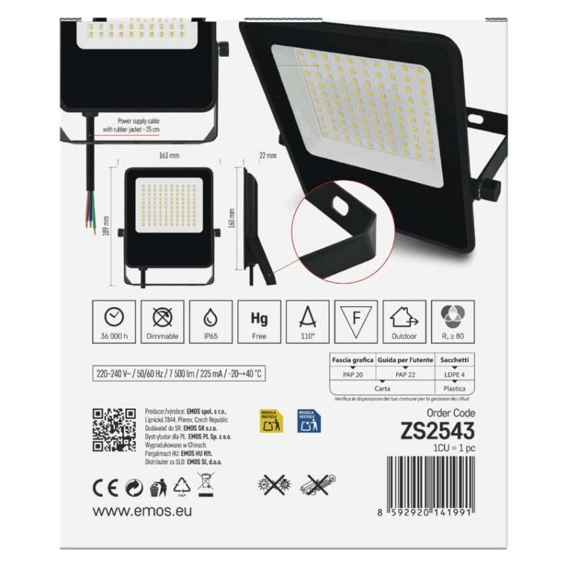 LED reflektor VISIO čierny, 50 W neutrálna biela 13