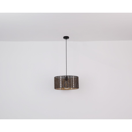 Závesné svietidlo, kov čierny matný, priehľadný akryl, krištále, tienidlo z vnútra zlaté, Ø 420, V: 7