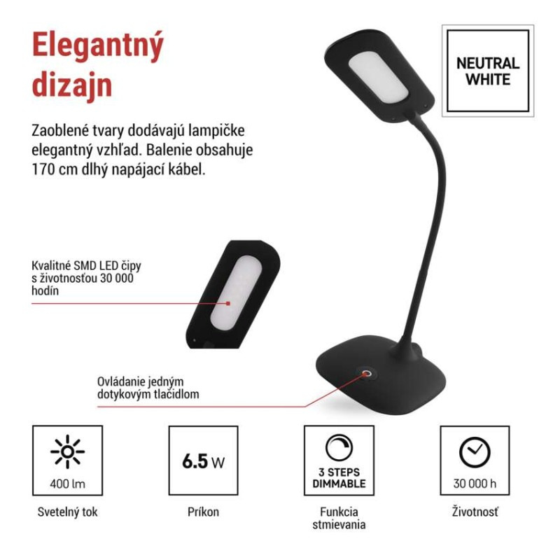 LED stolná lampa STELLA, čierna 3