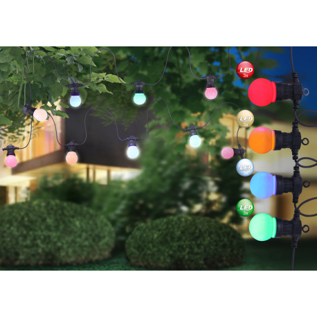 LED svetelná reťaz, plast čierny, plast opál, IP44, D:4500mm, vzdialenosť medzi LED 500mm, napájací 6