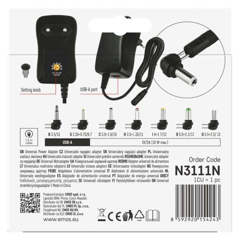 Univerzálny pulzný USB napájací zdroj 1000 mA s hrebienkom 7