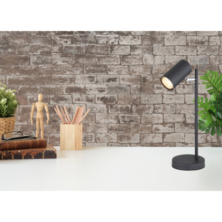 Stolová lampa, kov čierny, kábel 1,5m, vypínač, Ø120, V:350, bez žiarovky 1xGU10, max. 5W 230V 9