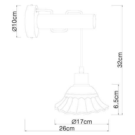 Nástenné svietidlo, kov biely a čierny, drevo biele, keramika biela a čierna, ŠxV: 170x320, H: 260, 3