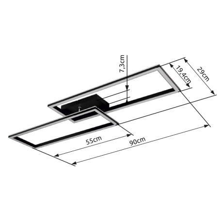 Stropné svietidlo kov/hliník čierny, akryl biely, stmievateľné, prepínanie nástenným vypínačom, meni 18