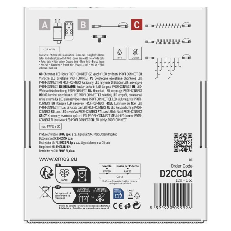 Profi LED spojovacia reťaz preblikujúca biela – cencúle, 3 m, vonk., studená biela 10