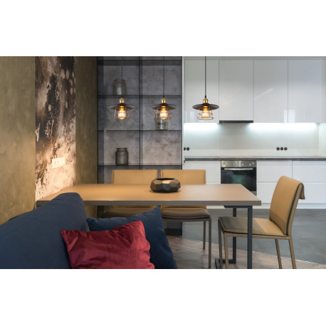 Závesné svietidlo, kov čierny, mosadz, čierny PVC kábel, ø: 200mm, V:1500mm, bez žiarovky 1x E27, ma 10