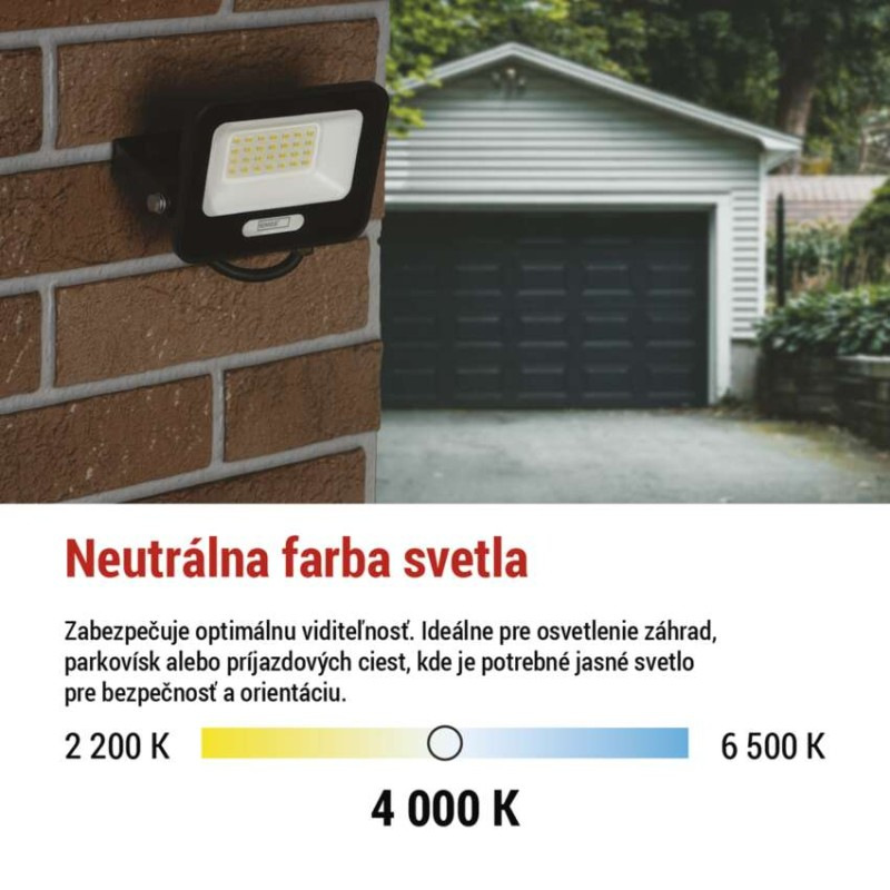 LED reflektor GLARO 20W, čierny, IP65, 2000 lm, neutrálna biela 7