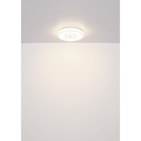 Stropné svietidlo, kov biely, plast biely s trblietavým efektom, chrómový krúžok, ø: 380mm, V: 65mm, 5