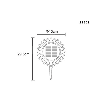 Solárne svietidlo, plast čierny matný, plast žltý, vypínač, batéria AA 800mAh 1,2V, IP44, slnko, so 12
