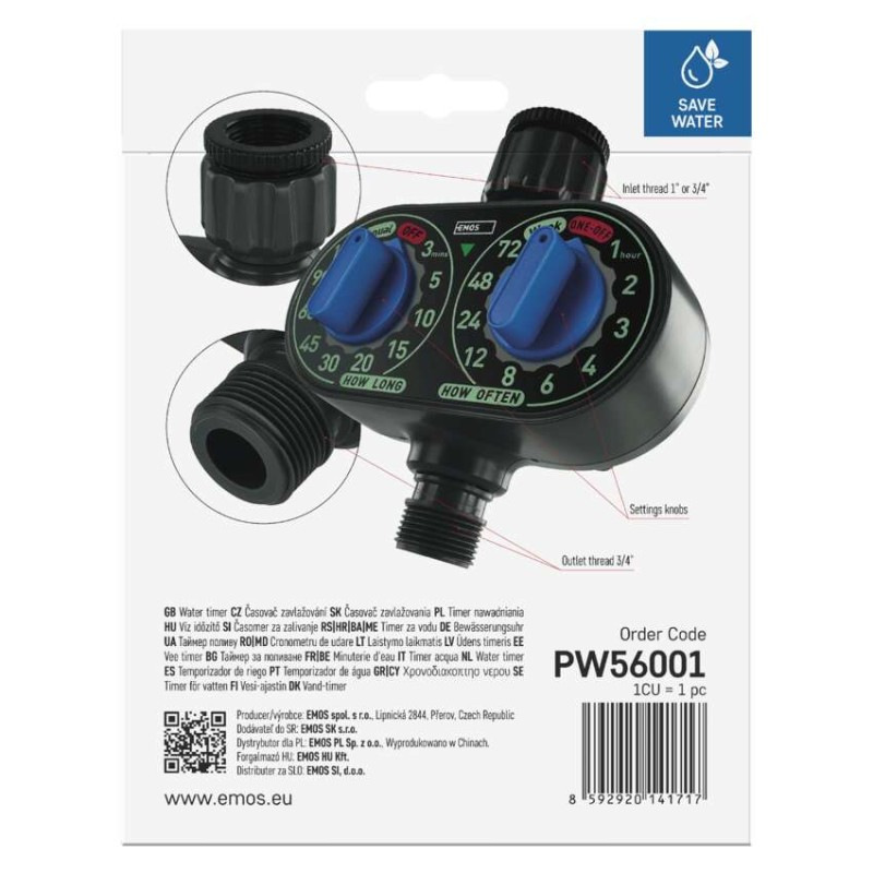 Mechanický časovač zavlažovania, 1 výstup 8